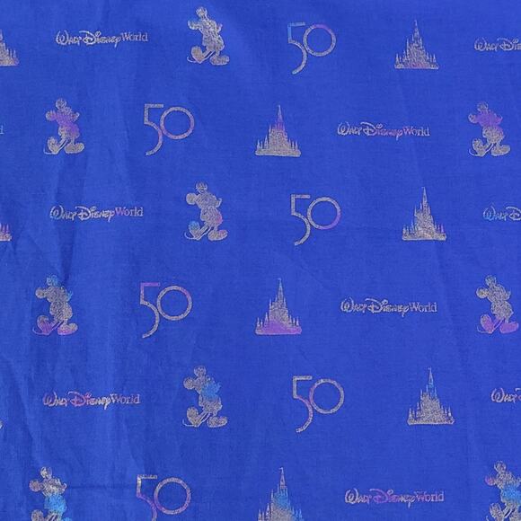 NWT Men's Disney 50th Anniversary Camp Shirt Iridescent Mickey Magic XL Blue - Picture 4 of 9
